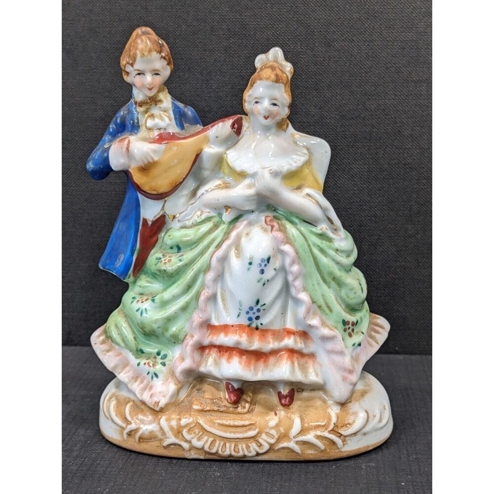 Victorian Figurine Courting Couple VTG Hadson Porcelain Occupied Japan **Crack**